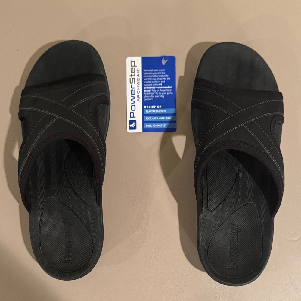 Powerstep Black Recovery Slide Sandals